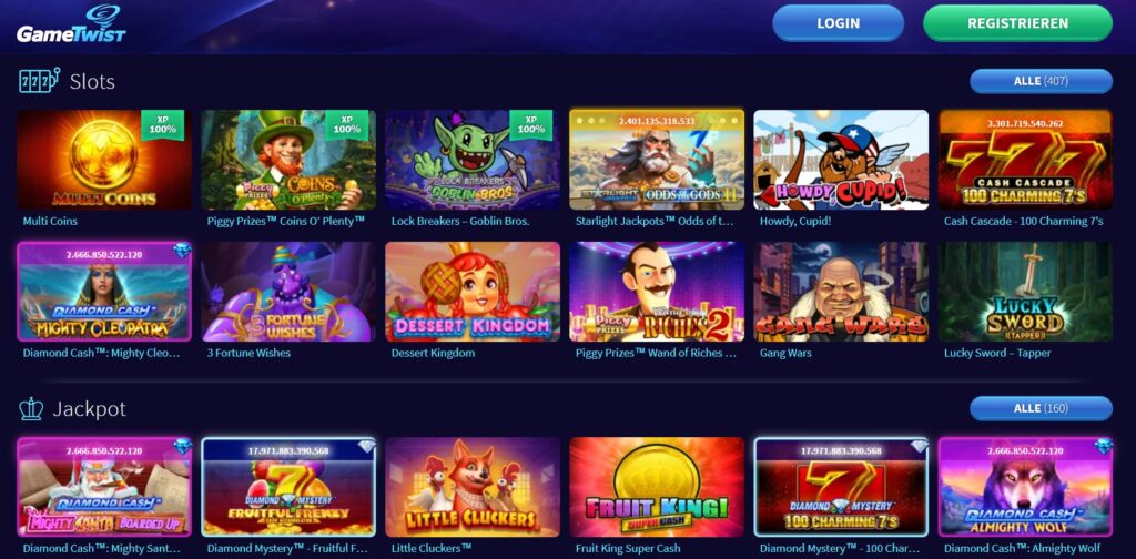 Spiele und Anbieter im Gametwist Online Casino